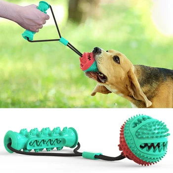 

Multifunctional Molar Bite Toy Durable Dog Tug Rope Ball Dog Chew Toys Molar Training Rope Dog Toy Pulling Chewing Leaking Food