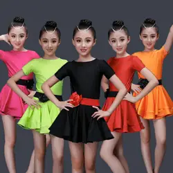 Детские костюмы для спортивных танцев для латинских танцев, современный сценический костюм для девочек, платья для латинских танцев