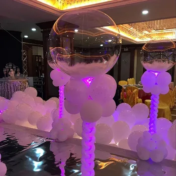 

Wedding party decorate led with light 18 inch transparent traceless wave ball luminous feather balloon toy gift