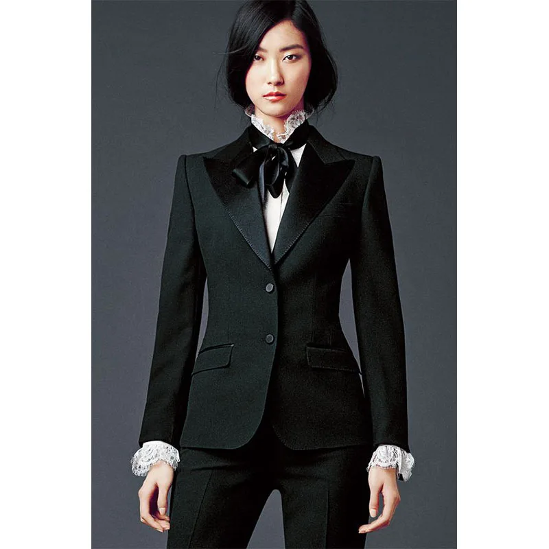 

New fashion dark green womens trouser suit two button ladies office uniform elegant pant suits womens business suits CUSTOM