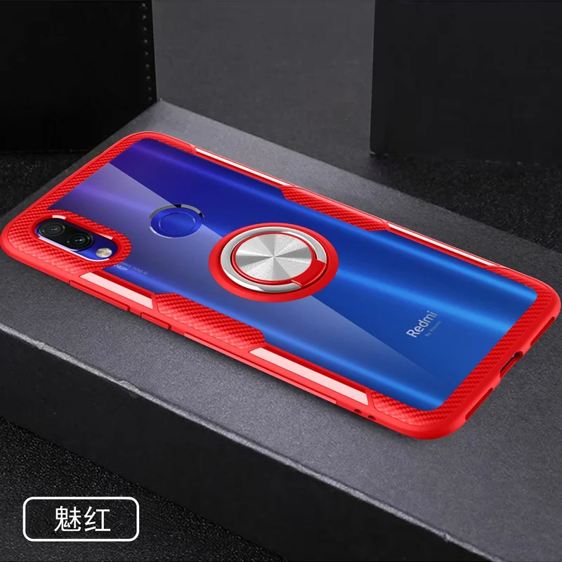 Кристальный акриловый чехол-кольцо для Xiao mi Red mi Note 5 7 8 K20 Pro, автомобильный чехол-держатель для Xiaomi mi 8 Lite mi 8 9 SE mi 9 T 9 T Pro - Цвет: Red