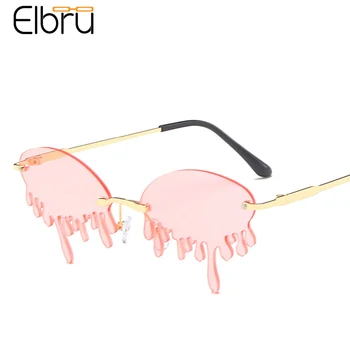 

Elbru Frameless Irregular Sunglasses Exaggerated Tear Shaped Lens Sunshades Fashion Outdoor Driving Spectacles For Men And Women