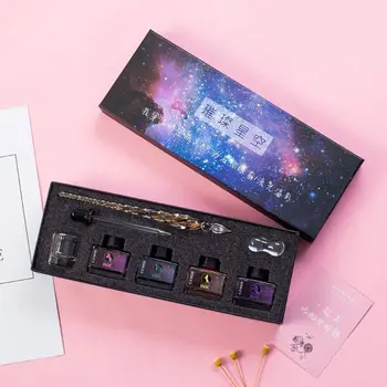 

Starry Sky Glass Dip Pen Set Calligraphy Pen Glass Signature Writing Draw Pen 24BB