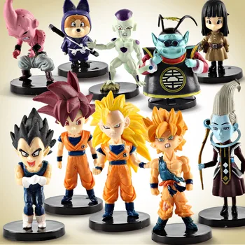 

[Funny] 10pcs/lot Anime Dragon Ball Z Super Saiyan Son Goku Vegeta Buu Freeza set PVC Action Figure Collectible Model kids gift