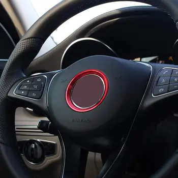 

Aluminum Alloy Chrome Steering Wheel Decoration Ring Trim For Mercedes Benz CLA GLE GLC ABC Class W204 W246 W176 W117 C117 (Red)