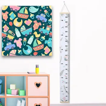 

Growth Chart Photography Props Height Ruler Canvas Durable Wall Hanging Baby Photographic Background Cloth Present