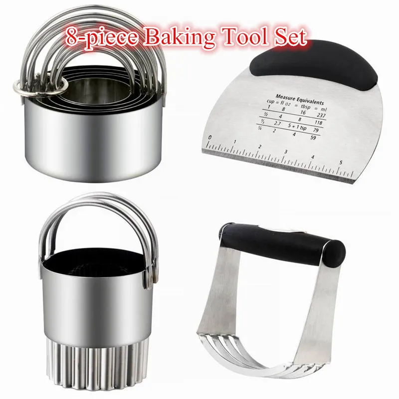 

8 Pcs Baking Tools Stainless Steel Pastry Cutter Set Reusabledough Blender For Manual Diy Making Cake Decorating Tools