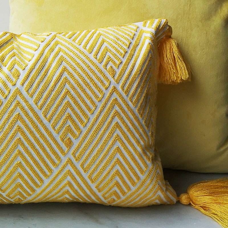 30x50 см наволочка для подушки желтая стрела Геометрическая наволочка с вышивкой для дивана кровати простая домашняя декоративная наволочка для дивана
