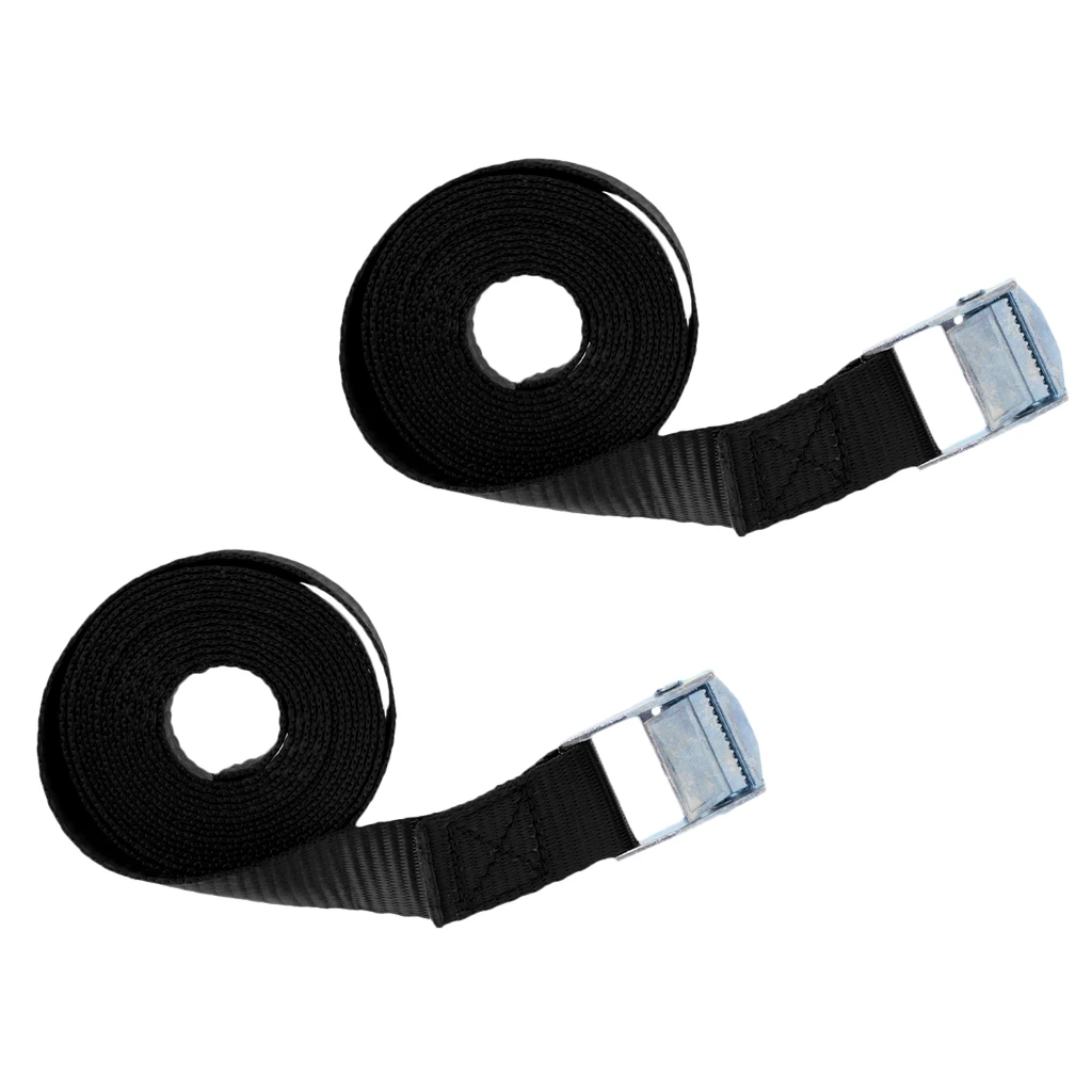 2x Tie Down Straps with Cam Buckle for Roof Rack Luggage Kayak 2.5m Black
