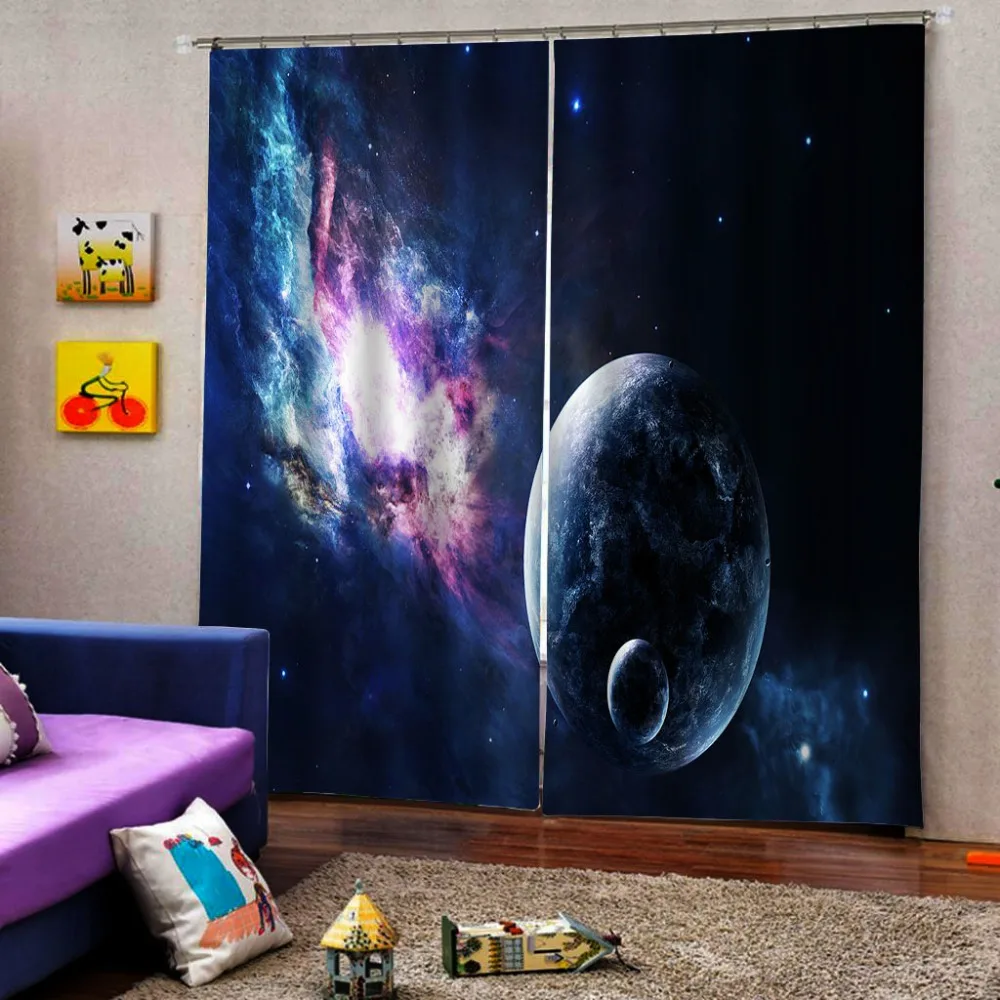 Затемненные шторы 3D занавески s Гостиная занавески в спальню Cortinas индивидуальные размеры черные шторы со звездами
