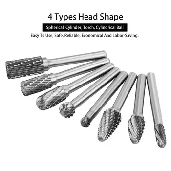 

8pcs Rotary Burr 1/4" Shank Double Cut Carbide Rotary Burr Die Grinder Grinding Bit Tool Set High Quality