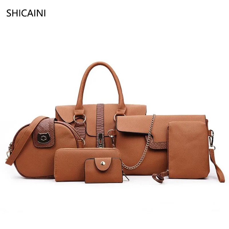 

Multifunction women 's snake pattern package Six-piece mother single shoulder Messenger bag ladies horizontal square package
