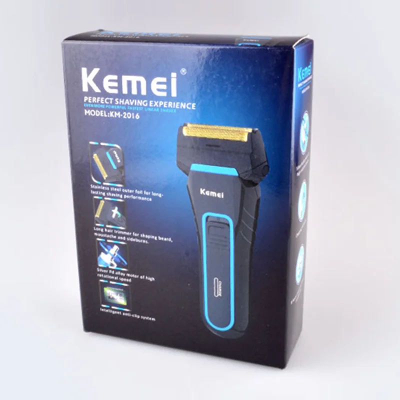 with box KEMEI 2 лезвия электрическая бритва для мужчин перезаряжаемая Бритва Парикмахерская Триммер Борода бритвенные головки профессиональные инструменты для бритья D45 - Цвет: with box