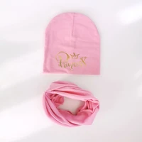 goldren letter printed Baby Hats scarf set for Girls Kids Hat Baby Boy Hat Cotton Children Scarf Collar Infant kids scarf 5
