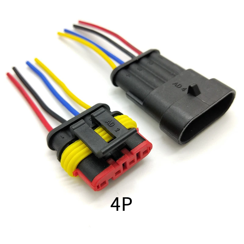 4P 1 комплект AMP 1P 2P 3P 4P 5P 6P водонепроницаемый Электрический авто разъем штекер с проводом Жгут кабеля для автомобиля мотоцикла - Цвет: 4P