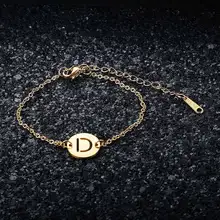 Сказочный настоящая нержавеющая сталь позолоченный A-Z начальное название очаровательный браслет с буквой для женщин Женский AAAAA качественный браслет