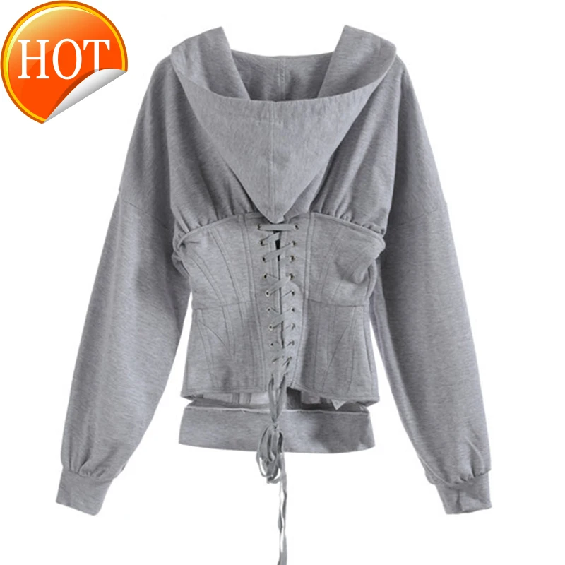 Lace Hoodies Women Up Spring Corset Autumn High
