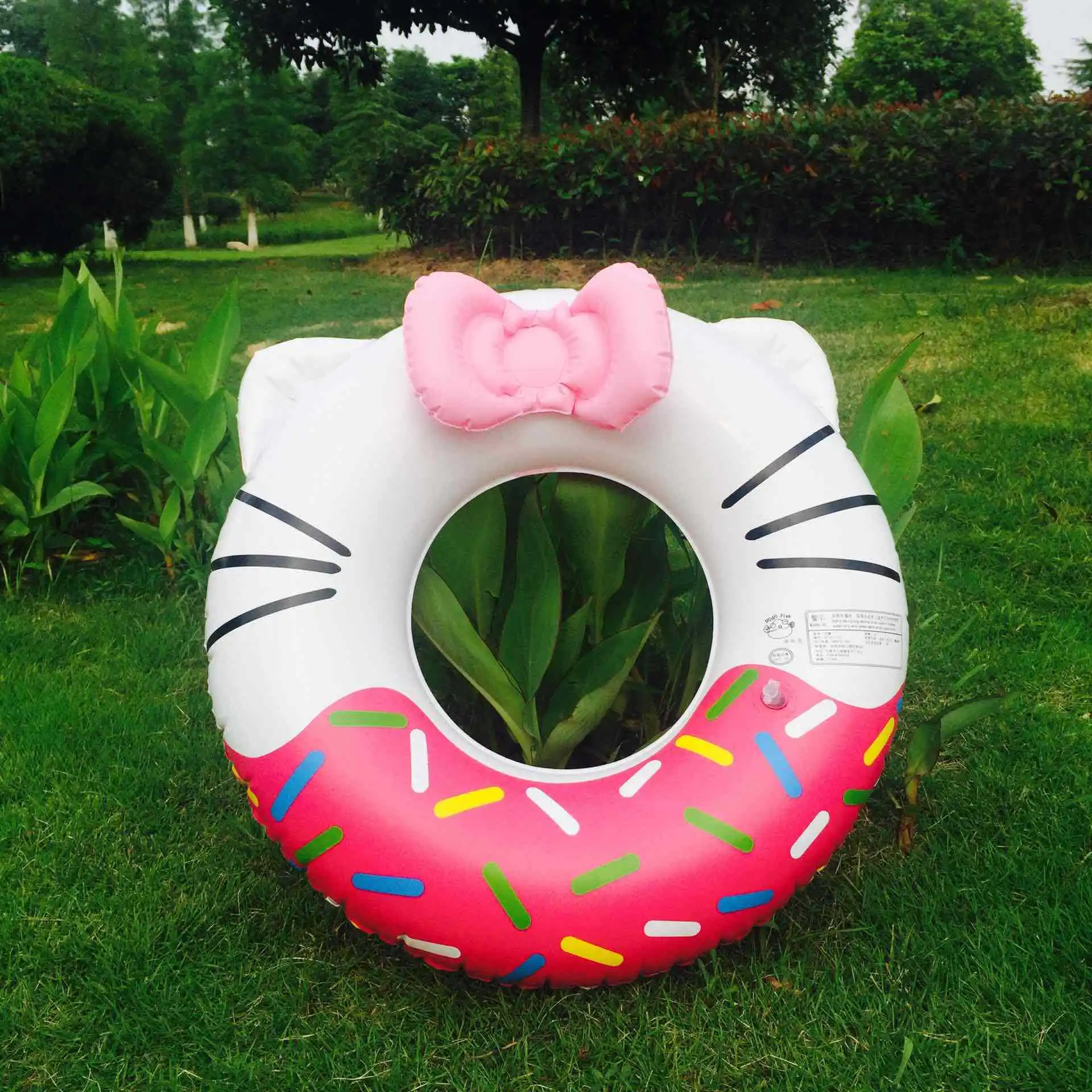 

Factory Customizable KT Cat CHILDREN'S Swim Ring Thick Environmentally Friendly PVC Material Pink Cute Girls Kitty Life Ring