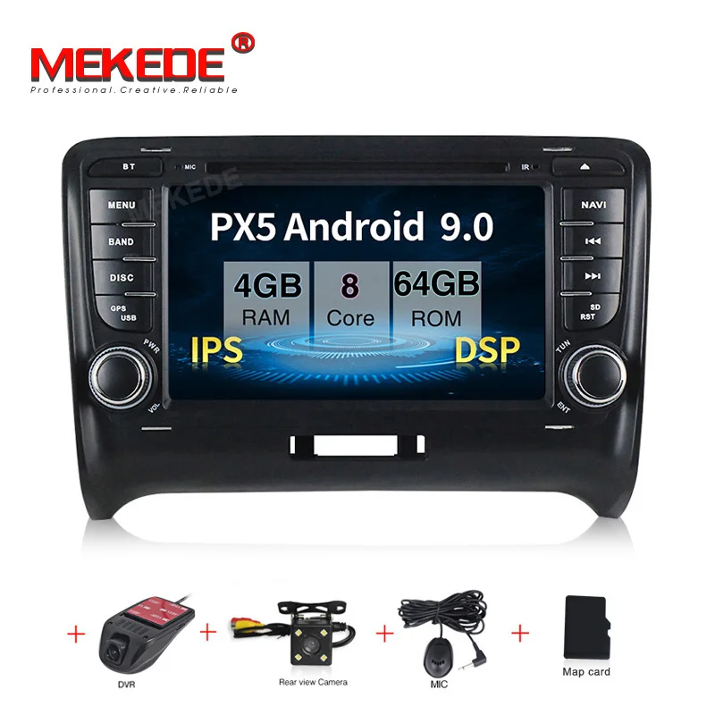 PX5 4 Гб+ 64 ГБ Android 9,0 автомобильный стерео головное устройство навигация gps NAVI мультимедийный плеер для Audi TT MK2 8J 2006-2012 с DSP ips - Цвет: add camera dvr