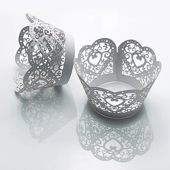 

50pcs Heart Little Vine Laser Cut Cupcake Wrapper Liner Baking Cup Fondant Baby Shower Wedding Birthday Christmas Party Decor