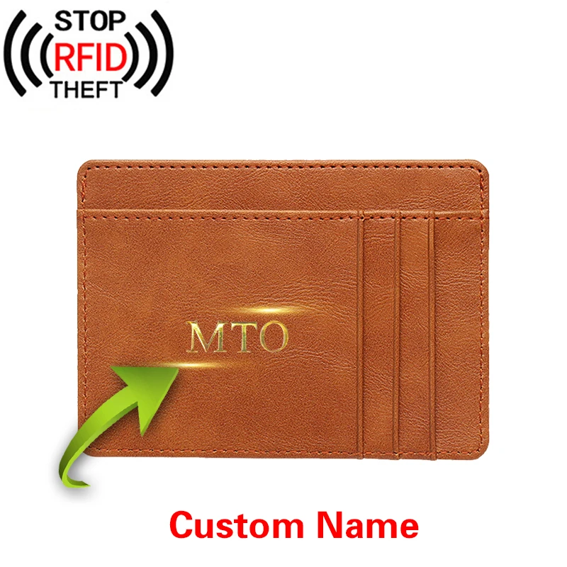 Пользовательское имя RFID Для мужчин держатель для карт Cradit Чехол-портмоне с
