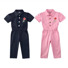 Новые детские комбинезоны для девочек, штаны-шаровары, комбинезоны с цветочной вышивкой для девочек, комбинезоны, одежда для малышей, комбинезоны, комбинезон для девочек, От 1 до 6 лет