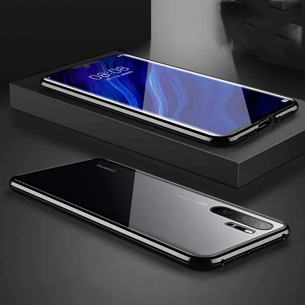 Магнитный металлический двухсторонний стеклянный чехол для телефона huawei Honor mate 30 20 10 Lite P30 P20 Pro 8X 9X Y9 Prime P Smart Z - Цвет: Black