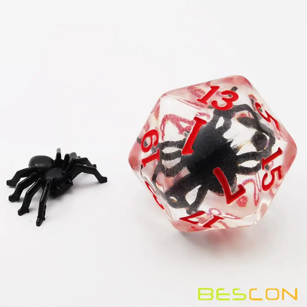Bescon Novelty Spider Polyhedral Dice Set, Black Spider RPG Dice set of 7 2