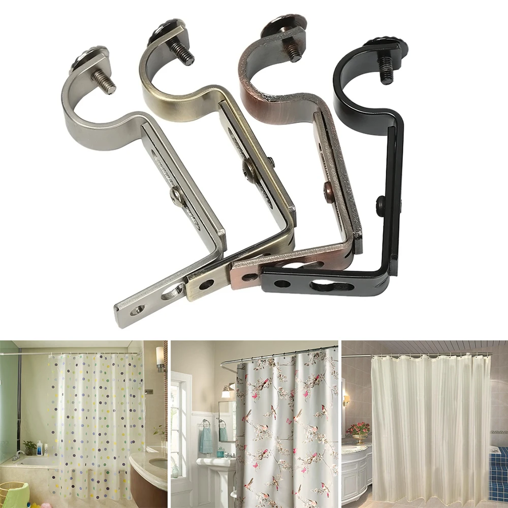 

2Pcs/set Vintage Wall Window Frame Curtain Fixed Hook Curtain Rod Bracket Holder Mounting Curtain Pole Hanger Clip Home Hardware