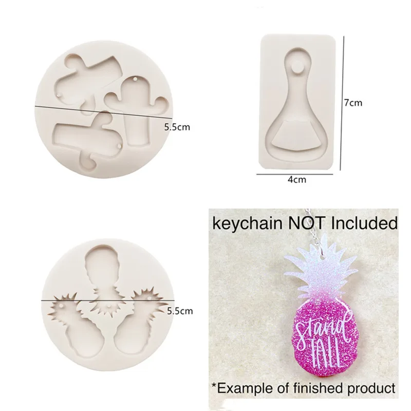 Cactus Shape Keychains Silicone Mould Pendant Clay DIY Jewelry Making Clay Mold