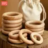 70/55/50/40mm Wood Teether Ring Smooth Surface Natural Wooden Rodent Baby Teething Ring Toy DIY Making BPA Free Baby Teether Toy 2