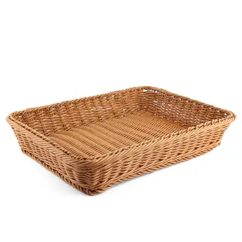 

New Bread Basket,Rectangle Imitation Rattan Bread Basket,Food Serving Baskets,Restaurant Serving/Diplay Baskets For Fruit Food V