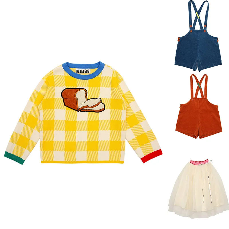 

Winter New Arrivals Children Korean Style Yellow Plaid Sweater Bebe Bebe Brand Boys Girls Knit Tops Children Brand Fashion Tops