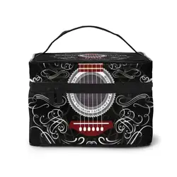 Черная Акустическая гитара дизайн косметичка для девочек первой необходимости Женская сумочка для косметики туалетные принадлежности