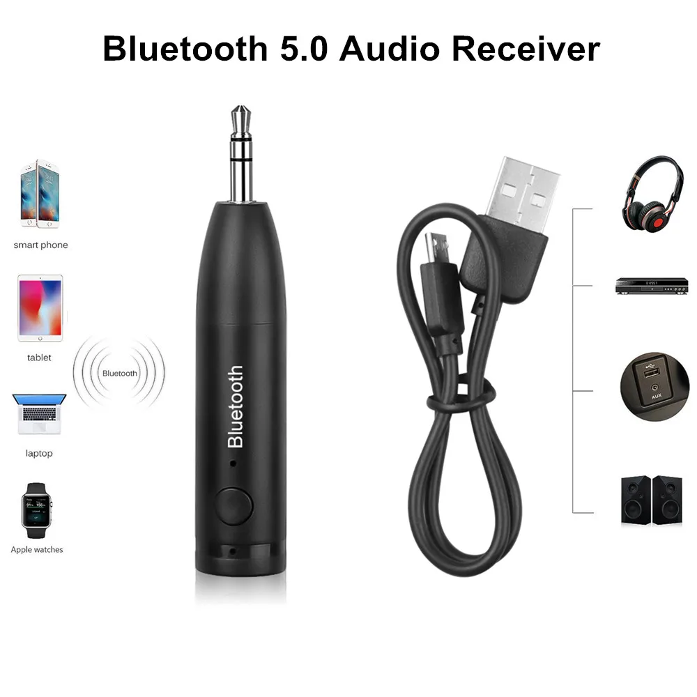 Автомобильный Bluetooth приемник V5.0 3 5 мм USB AUX беспроводной аудио адаптер стерео