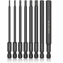 

8PCS Drill Bit Set Hex Head Allen Wrench Screwdriver Socket 100mm 1/4" Shank Metric Tip Hex Screwdriver Socket Bit