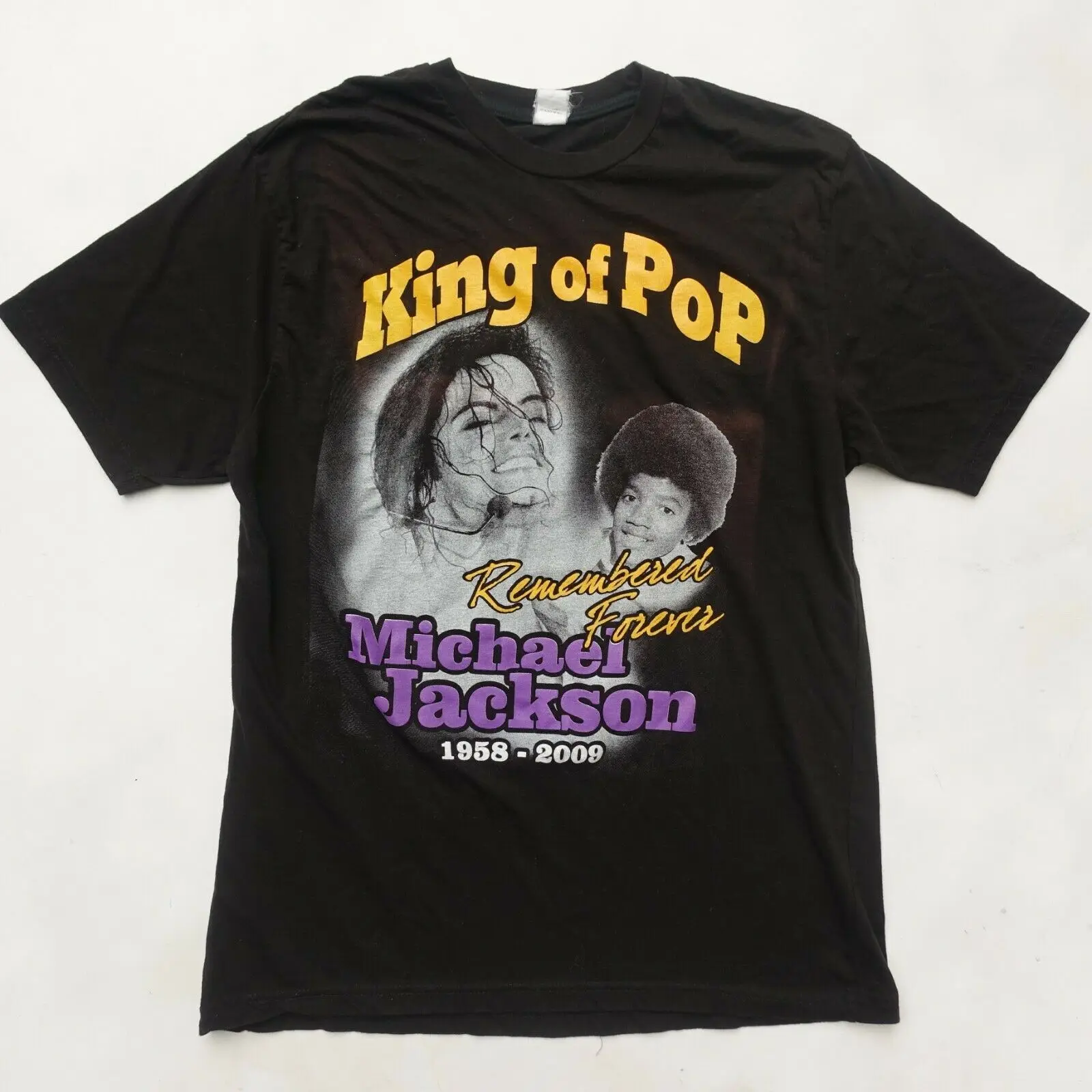 

Vintage MICHAEL JACKSON Mens Large T-Shirt King Of Pop MJ Childhood RAPTEE Anime