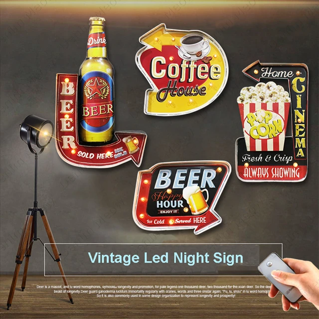 Vintage bar schild beleuchtet