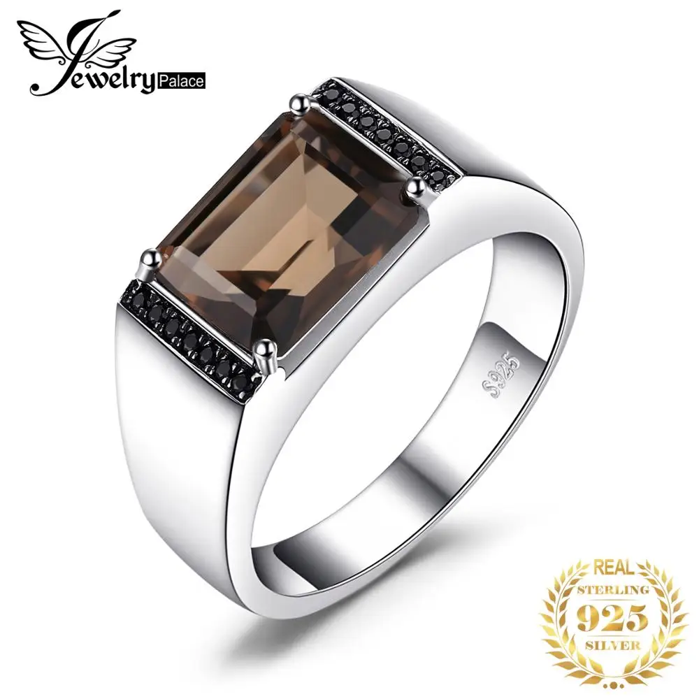 Jewelrypalace мужское Изумрудное 4 карат натуральный дымчатый кварцевый черный Шпинель