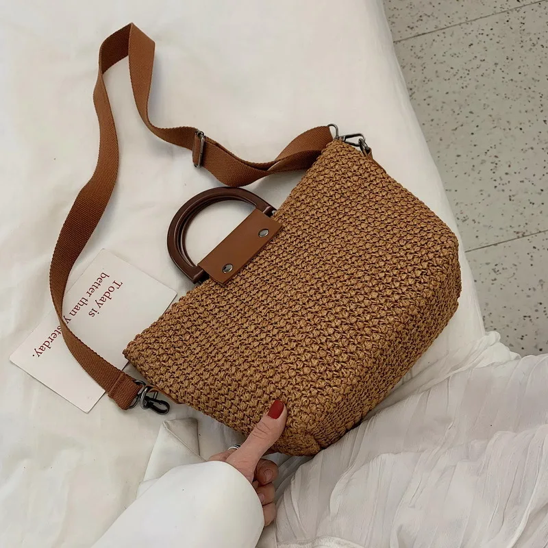 National Style Woven Shoulder Bag Ladies Acrylic Bracelet Handbag Casual Summer Quality Bag women - Цвет: A