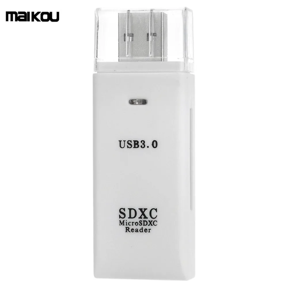 Maikou USB 3.0 Memory Card Reader With 2 Slots 5Gbps Super Speed Card Reader With Cap for SDXC SD TF Micro SD Card