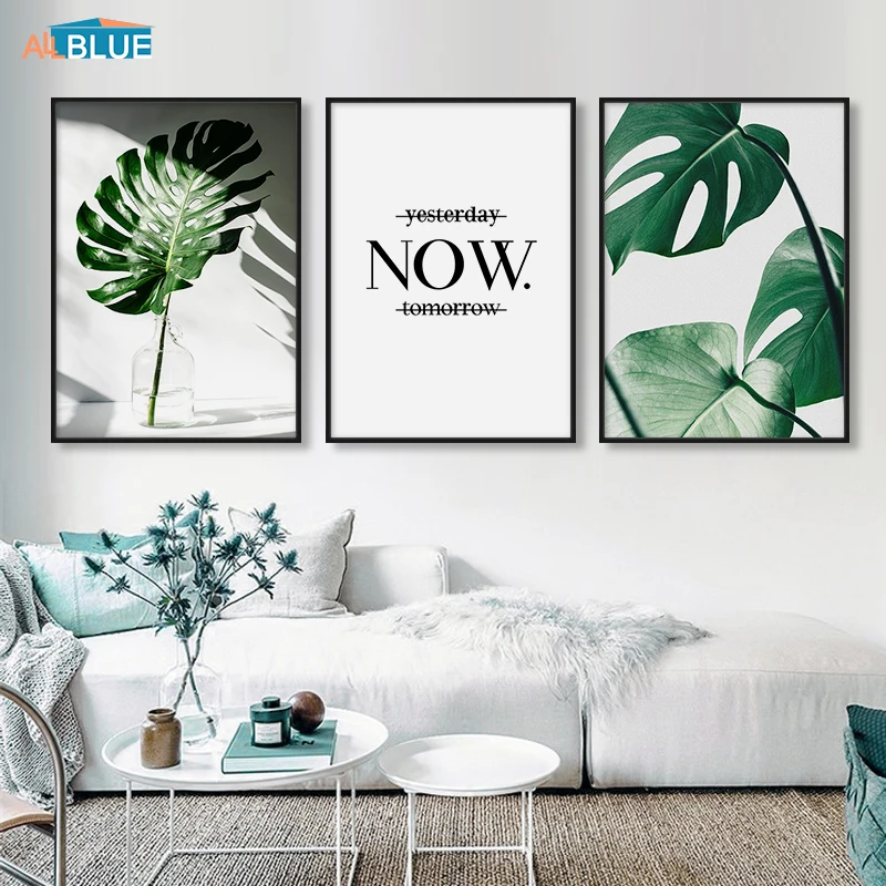 

Nordic Poster Canvas Painting Modern Wall Art Plant Leaf Art Posters Prints Green Wall Pictures For Living Room Minimalist Decor