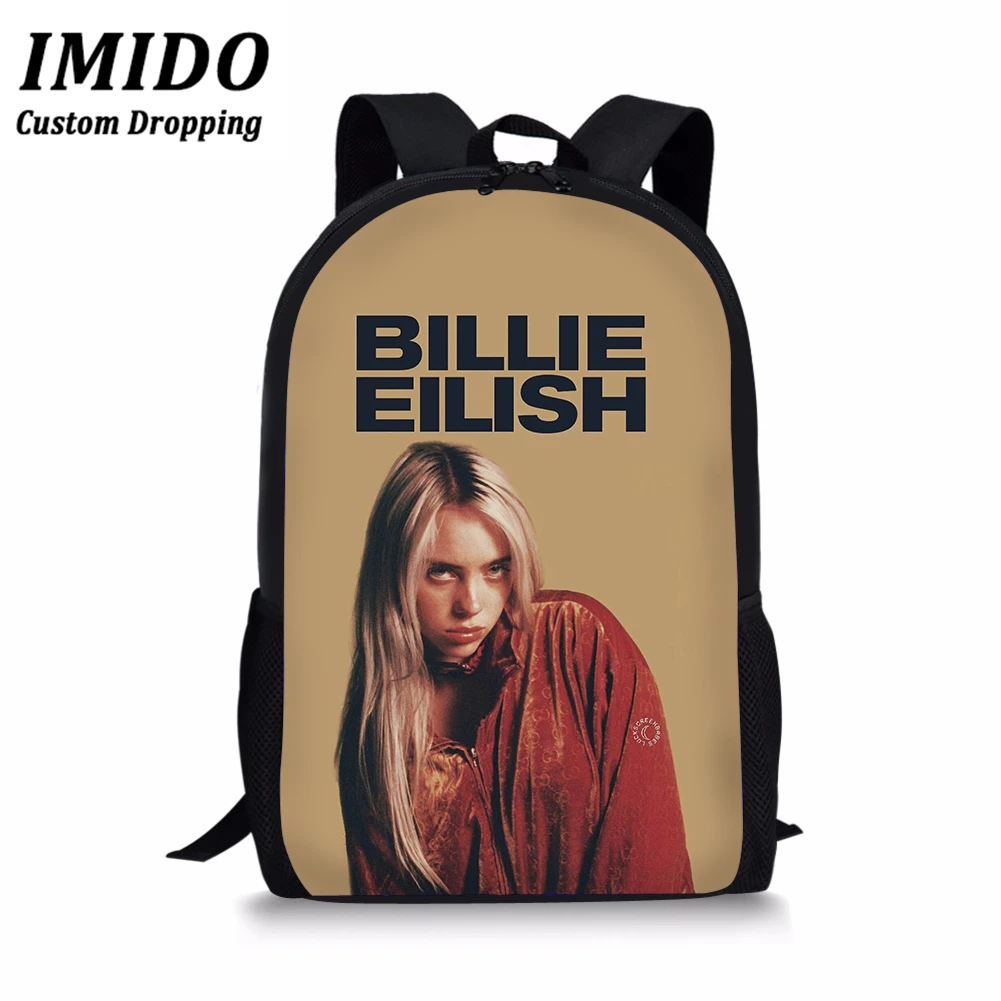 IMIDO 3 шт./компл. в стиле «хип-хоп» повседневные Рюкзаки Billie Eilish печати школьная Baags для подростков крутая модная одежда для девочек Повседневное Mochila Mujer - Color: 6465C