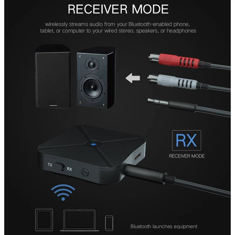 Bluetooth 4,2 приемник и передатчик Bluetooth беспроводной адаптер аудио с 3,5 мм AUX аудио для домашнего ТВ MP3 ПК