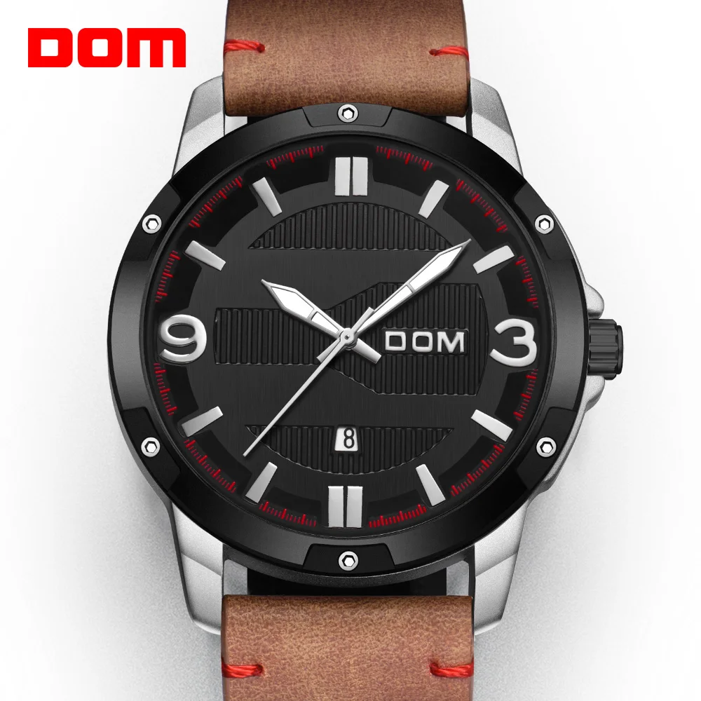 

DOM Watch Men Fashion Sport Quartz Clock Mens Watches Brand Luxury Leather Business Waterproof Watch Relogio Masculino M-1219
