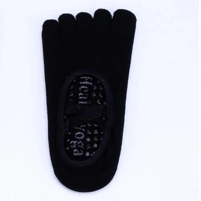 Женские носки для йоги силиконовый слой против скольжения массажные спортивные носки для фитнеса противоскользящие носочки для пилатеса хлопковые Дышащие Беговые носки - Цвет: Black