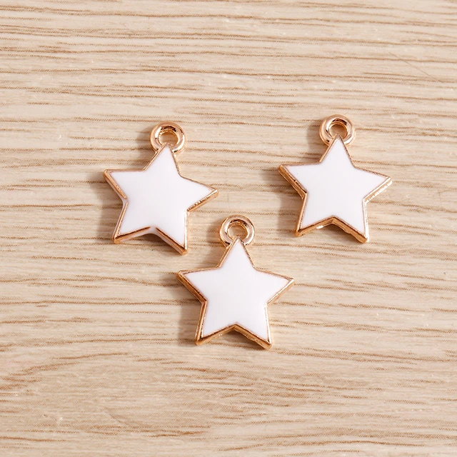 10pcs/lot Enamel Alloy Enamel Charms for Jewelry Making Cute Moon Star Sun Charms Pendant for DIY Necklaces Earrings Accessories White Color