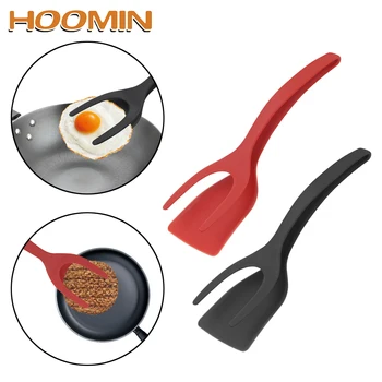 

HOOMIN Utensils Multi-function Pizza Steak Flip Shovel Silicone Frying Egg Spatula 2 in 1 Non-Stick Fried Egg Turners