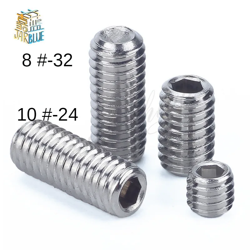 20 шт. 8 #-32 * L/10 #-24 L DIN916 UNC винты из нержавеющей стали Grub Винты с шестигранной