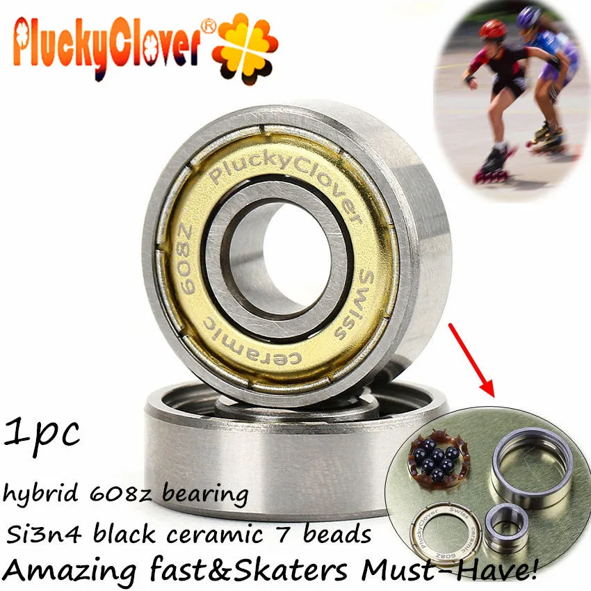 1 шт. PluckyClover Швейцарский Скорость 7 Керамика шариковый подшипник 608 слалом фристайла ролик Скорость кататься на коньках, подшипники для роликовых Инлайн коньков, single Rocker подшипник